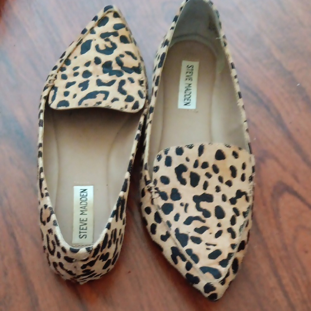 Steve Madden Tan Black Leopard Flats